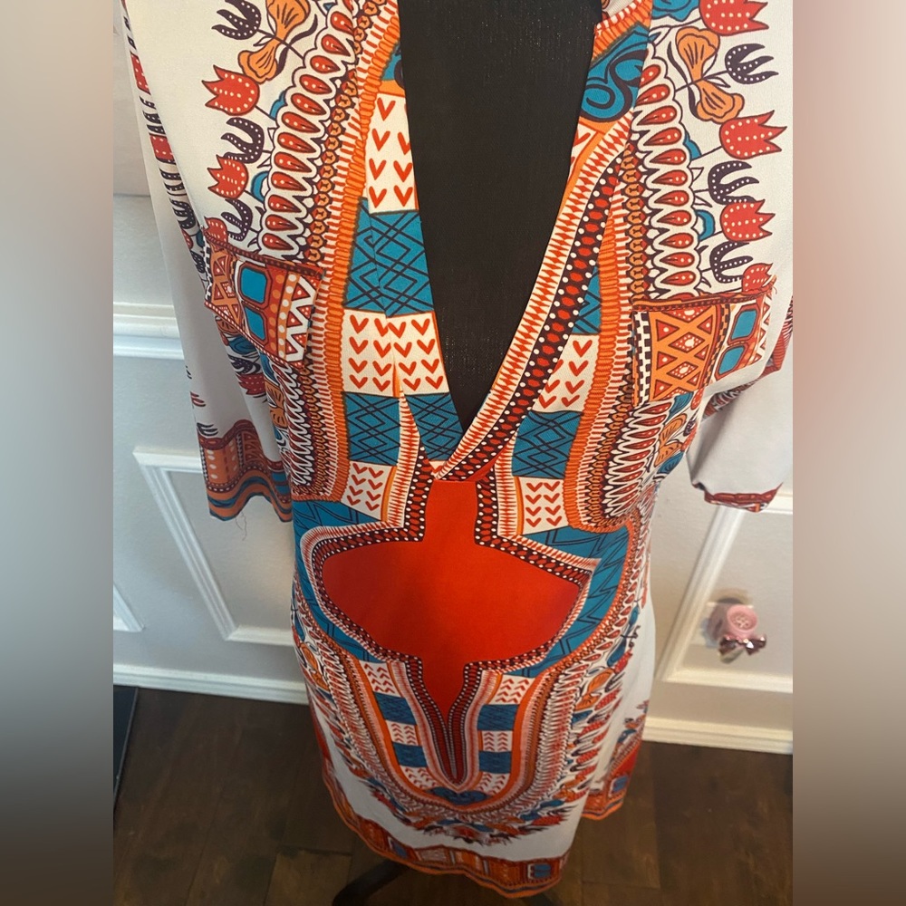 Vibrant Multicolor Tribal Print Dress - Picture 3 of 15